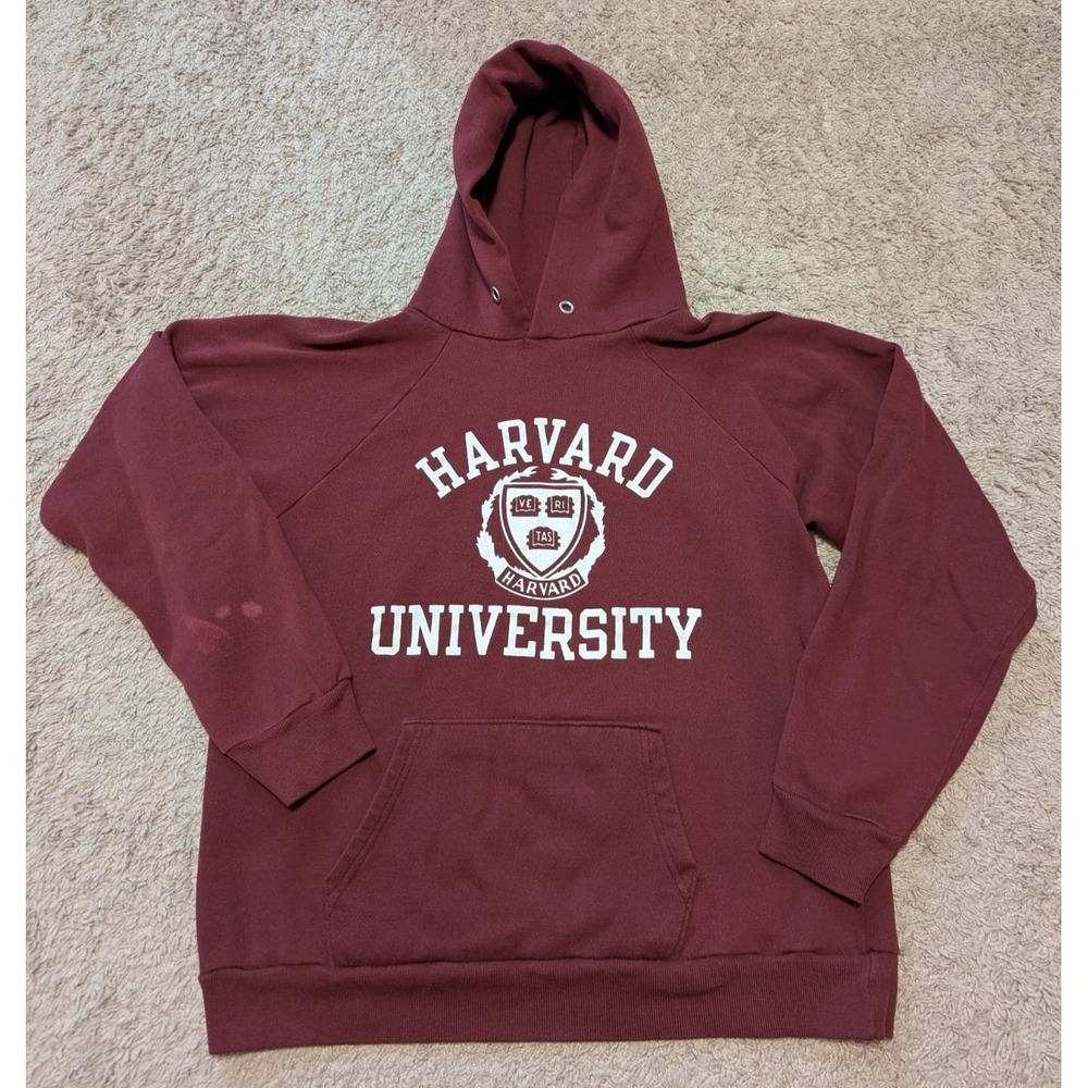 Vtg Champion Harvard University Hoodie Sweatshirt Sz L 80s Academia College Ivy